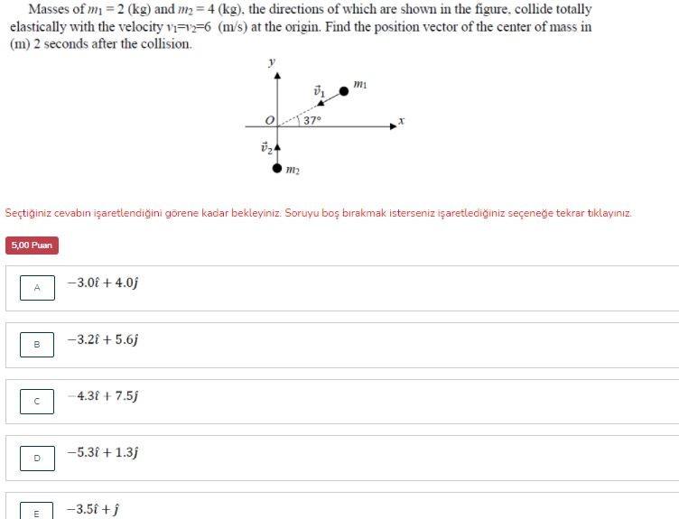 Solved Masses of mı = 2 (kg) and m2 = 4 (kg), the directions