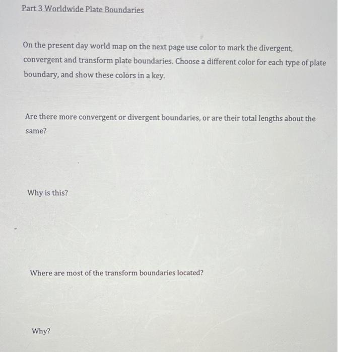 Solved Lab 3 Plate Tectonics Required materials Pencil