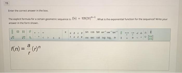Solved 15 Enter the correct answer in the box The explicit | Chegg.com