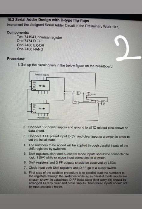 Solved 10.1 Preliminary Work Serial Adder Design In this | Chegg.com