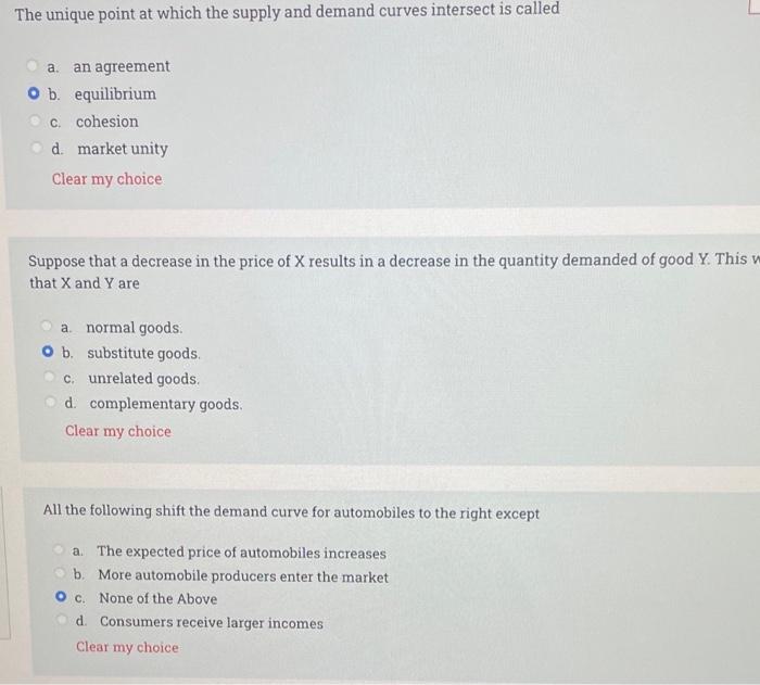 Solved The unique point at which the supply and demand | Chegg.com
