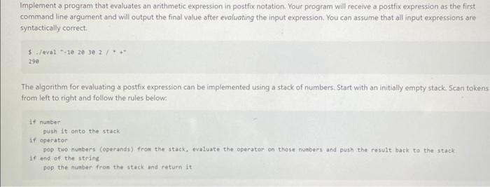 Solved Implement a program that evaluates an arithmetic | Chegg.com