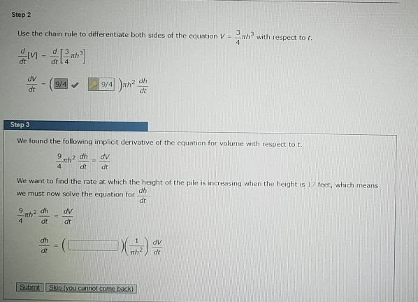 Solved Step 2 Use the chain rule to differentiate both sides | Chegg.com