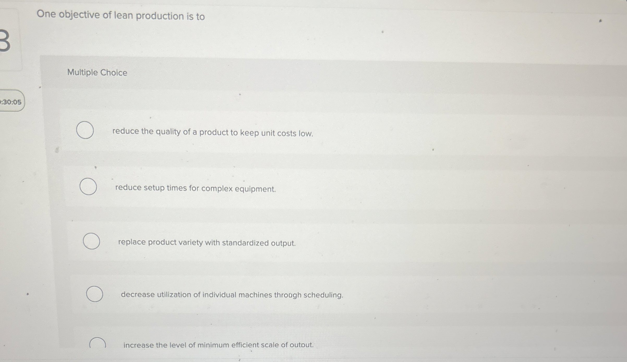 Solved One objective of lean production is toMultiple | Chegg.com