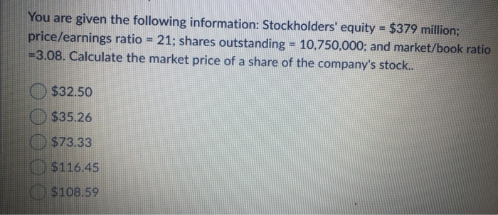 Solved You are given the following information: | Chegg.com
