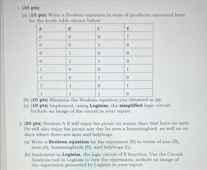 Solved (a) (10 pts) Write a Boolean equation in | Chegg.com