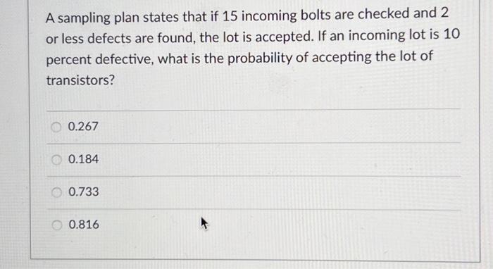 business stats IIA sampling plan states that if 15 | Chegg.com