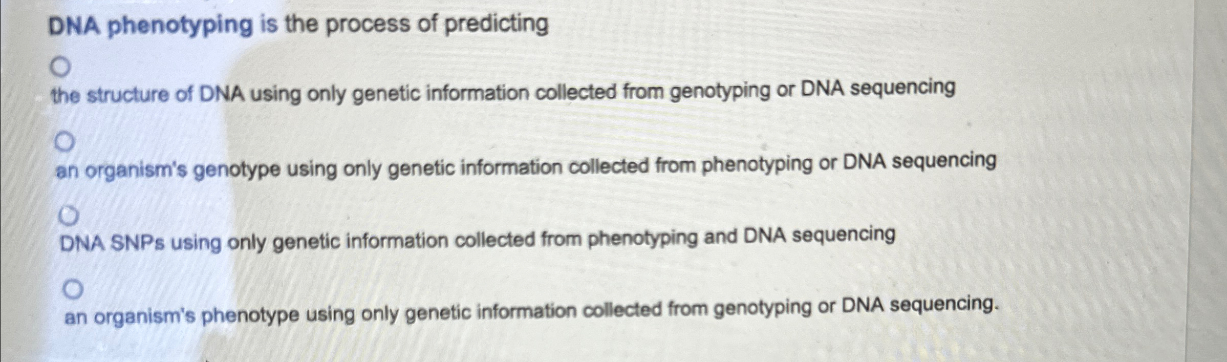 Solved DNA phenotyping is the process of predicting the | Chegg.com