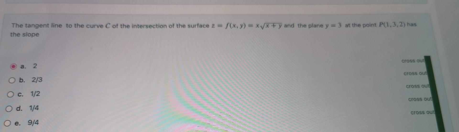 Solved The Tangent Line To The Curve C Of The Intersection Chegg Com