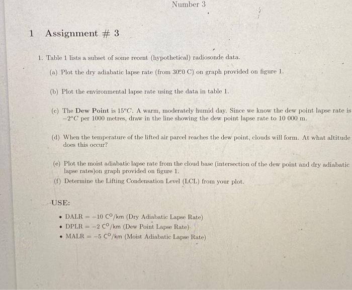 Solved Assignment \# 3 1. Table 1 lists a subset of some | Chegg.com
