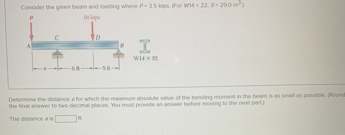 Solved Consider the given beam and loading where P = 3.5 | Chegg.com