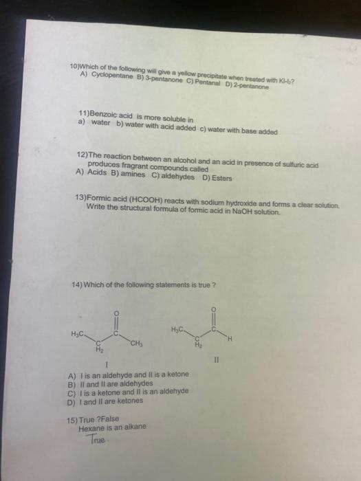 Solved 10)Which of the following will give a yellow | Chegg.com