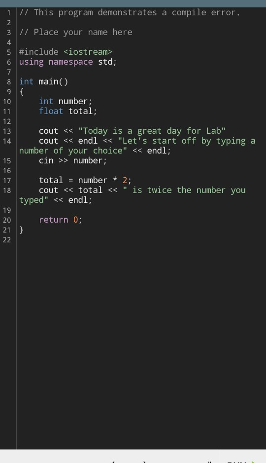 Solved 1 // This program demonstrates a compile error. 2 3 | Chegg.com