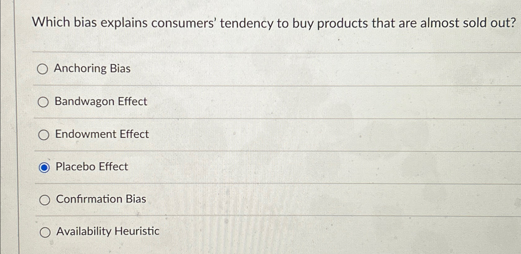 Solved Which bias explains consumers' tendency to buy | Chegg.com