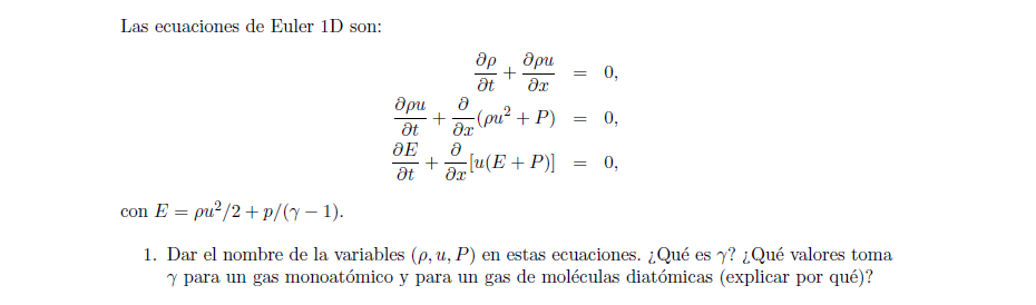 Las ecuaciones de Euler 1D