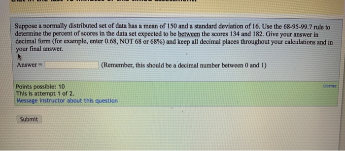 Solved Suppose a normally distributed set of data has a mean | Chegg.com