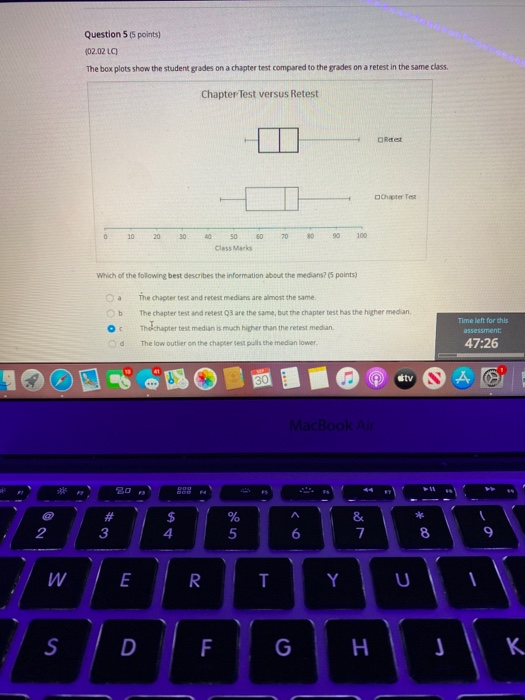 Solved Question 565 points) (02.02 LC The box plots show the | Chegg.com