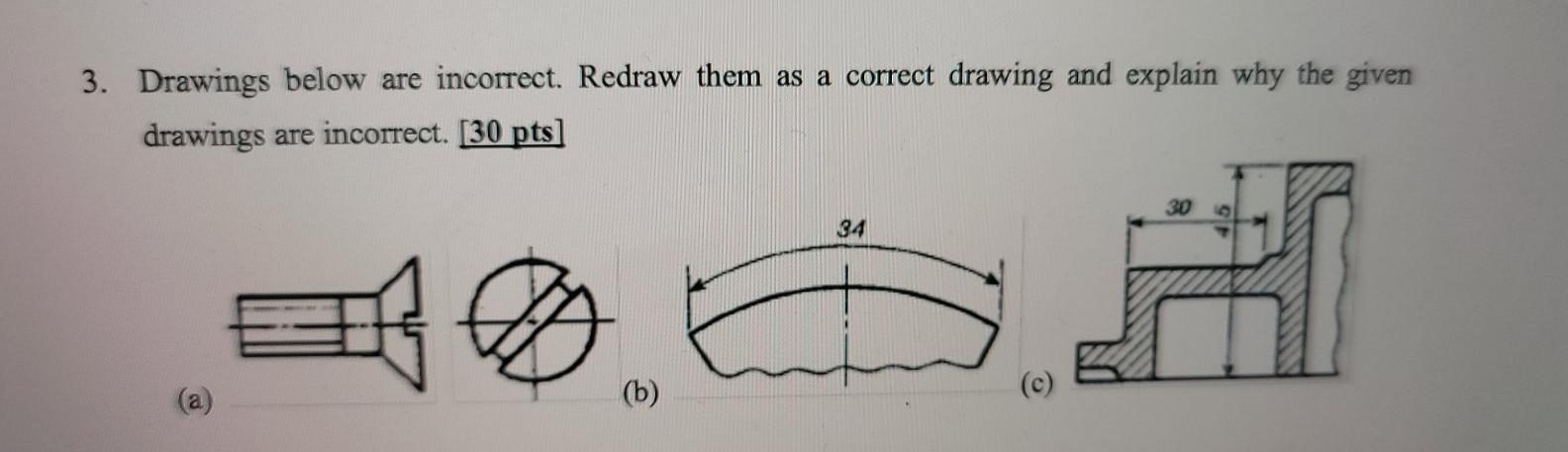 Solved 3. Drawings below are incorrect. Redraw them as a | Chegg.com