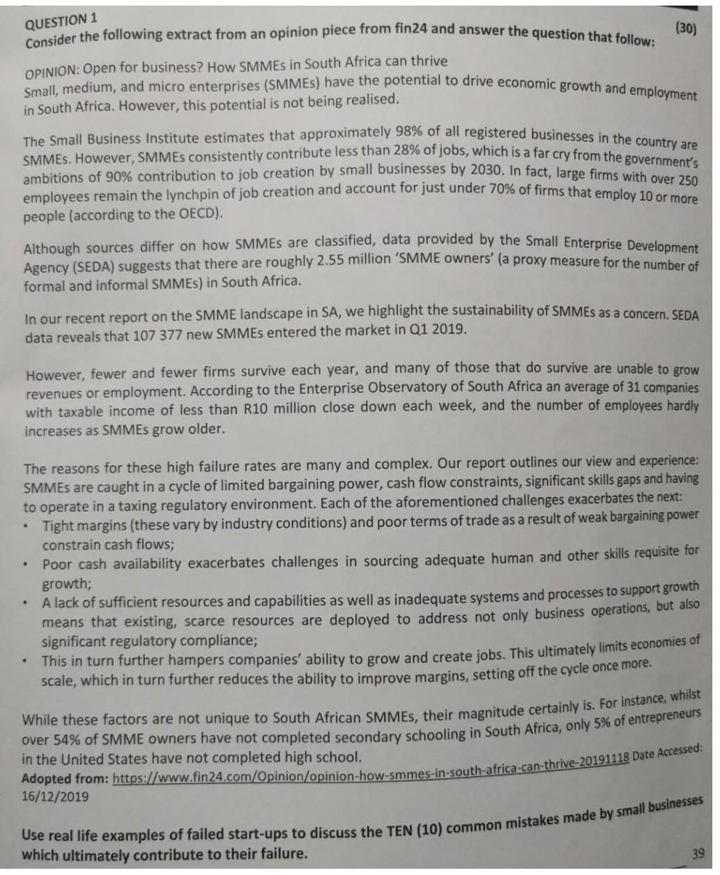 Solved Question 1 Consider The Following Extract From An Chegg Com