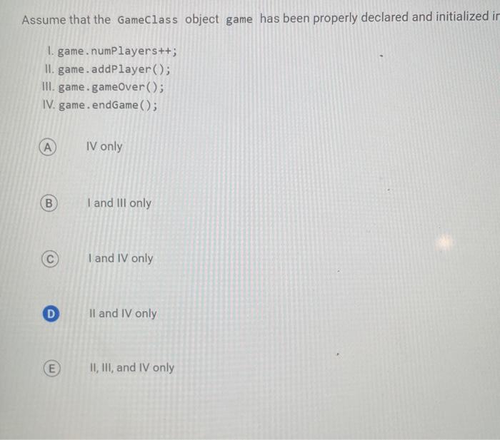 Solved public elass Gareclass ( private int numplayers; | Chegg.com