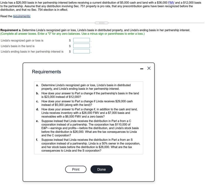 Solved Linda has a 26,000 basis in her partnership interest