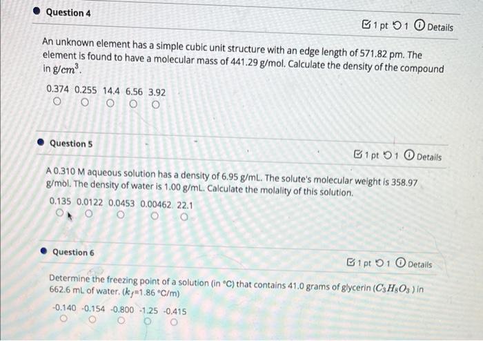 Solved Question 4 B1 pt 1 Details An unknown element has a | Chegg.com