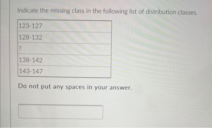 Solved Indicate The Missing Class In The Following List Of | Chegg.com