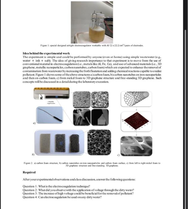 Solved Experiment One (1) Sustainable Electrochemical | Chegg.com