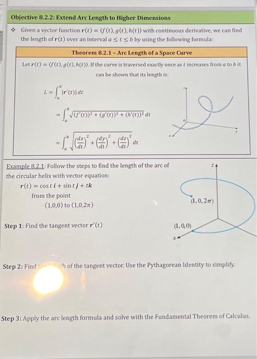 Solved Objective 8.2.2: Extend Arc Length to Higher | Chegg.com