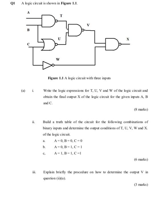 Solved Q1 A logic circuit is shown in Figure 1.1. т B Figure | Chegg.com