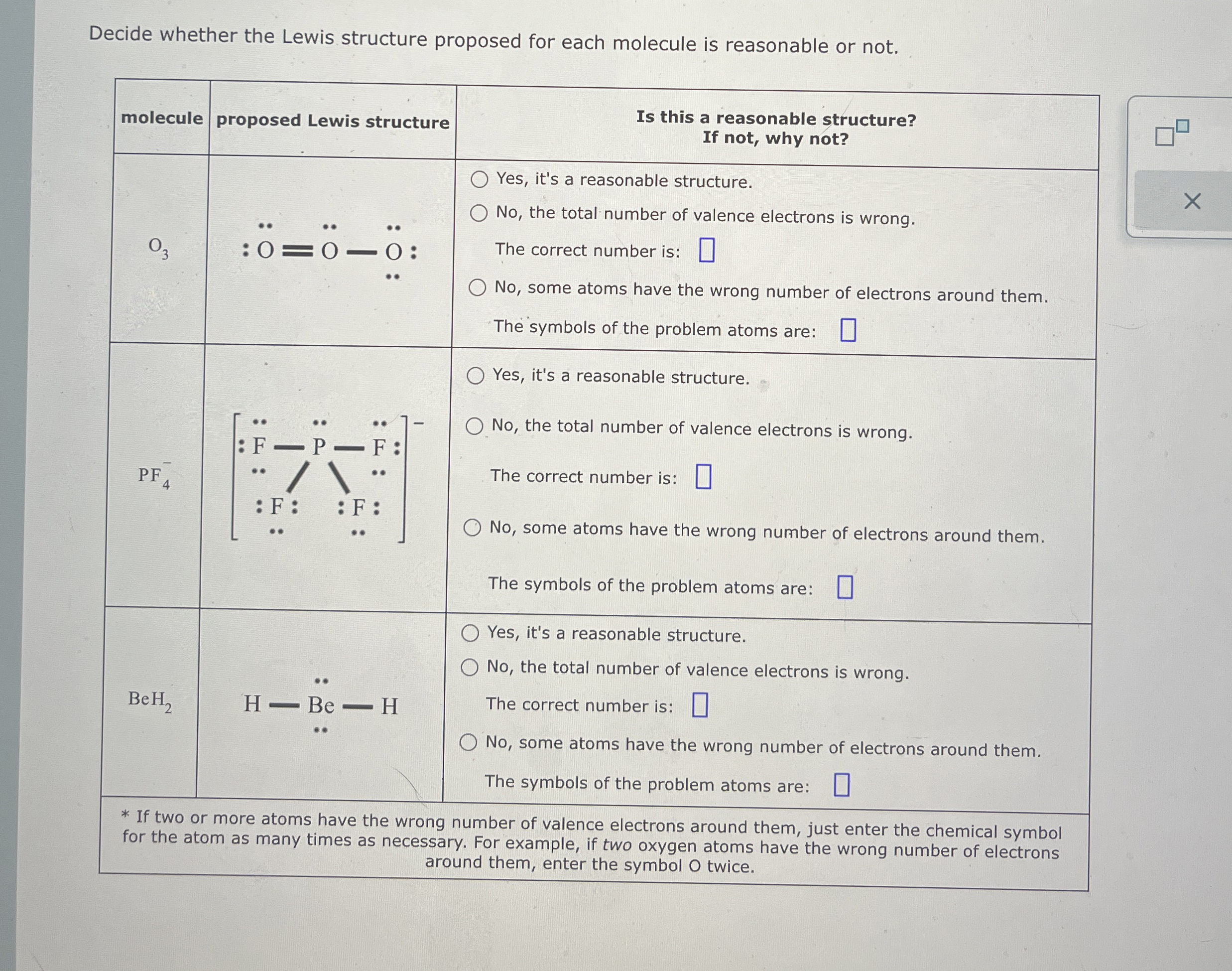 Decide whether the Lewis structure proposed for each | Chegg.com