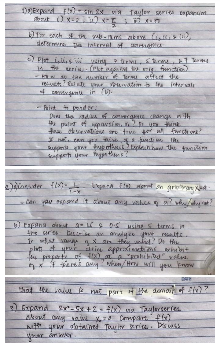 Solved The Doexpand Flx Sin 2x Via Taylor Series Expan Chegg Com