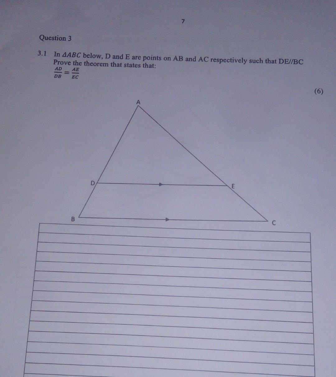 Solved 3.1 In ABC below, D and E are points on AB and AC | Chegg.com