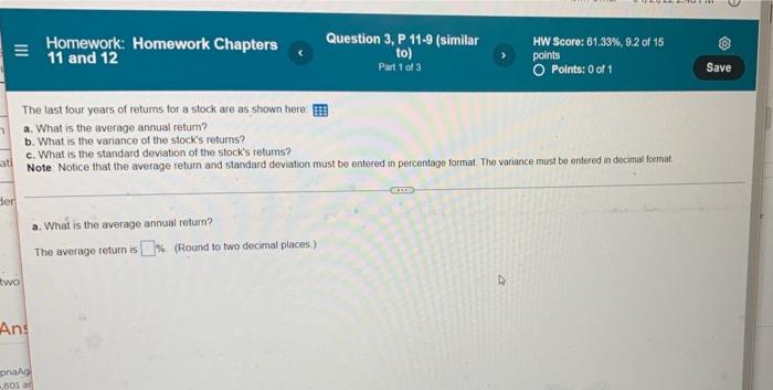 Solved III Homework: Homework Chapters 11 and 12 Question 3, | Chegg.com