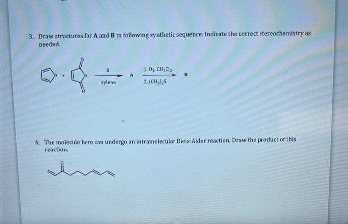 Solved 3. Draw Structures For A And B In Following Synthetic | Chegg.com