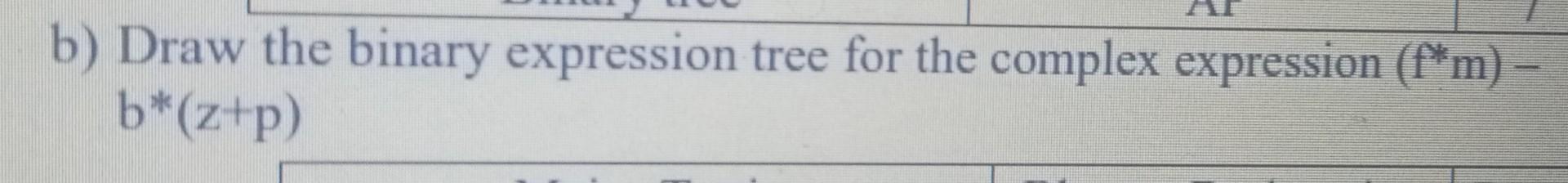 Solved b) Draw the binary expression tree for the complex | Chegg.com