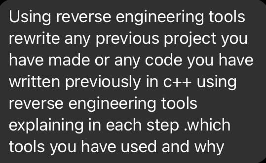 Solved Using reverse engineering tools rewrite any previous | Chegg.com