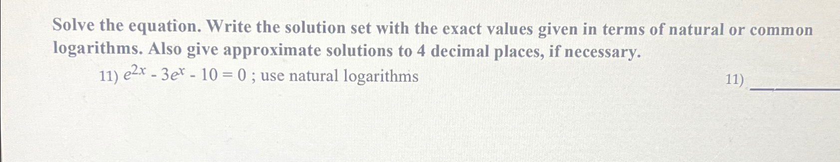 Solved Solve the equation. Write the solution set with the | Chegg.com