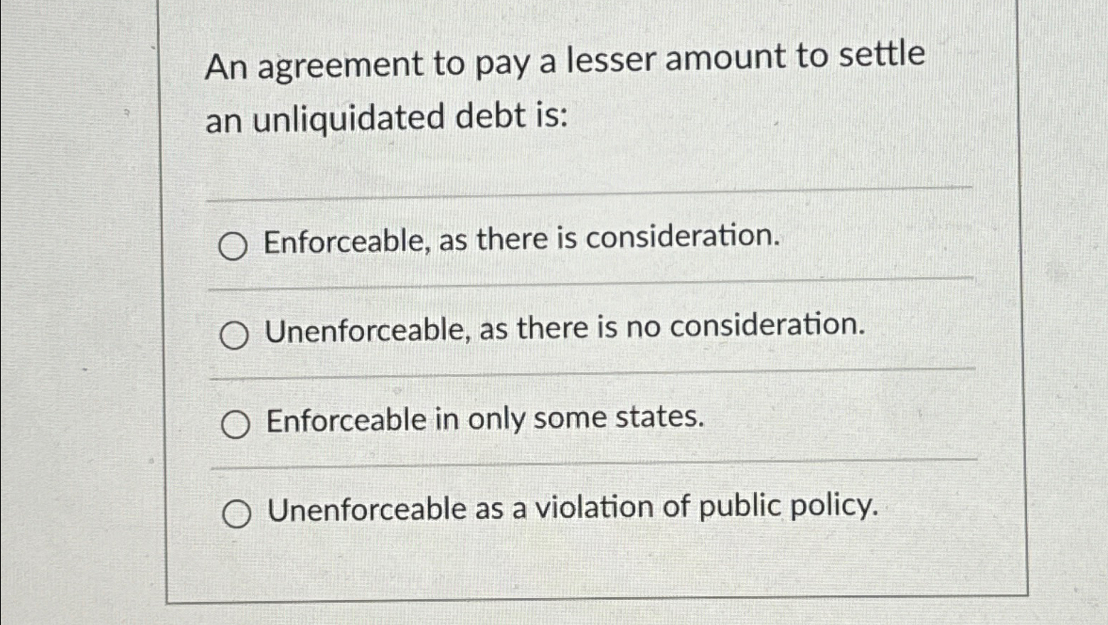 Solved An agreement to pay a lesser amount to settle an | Chegg.com