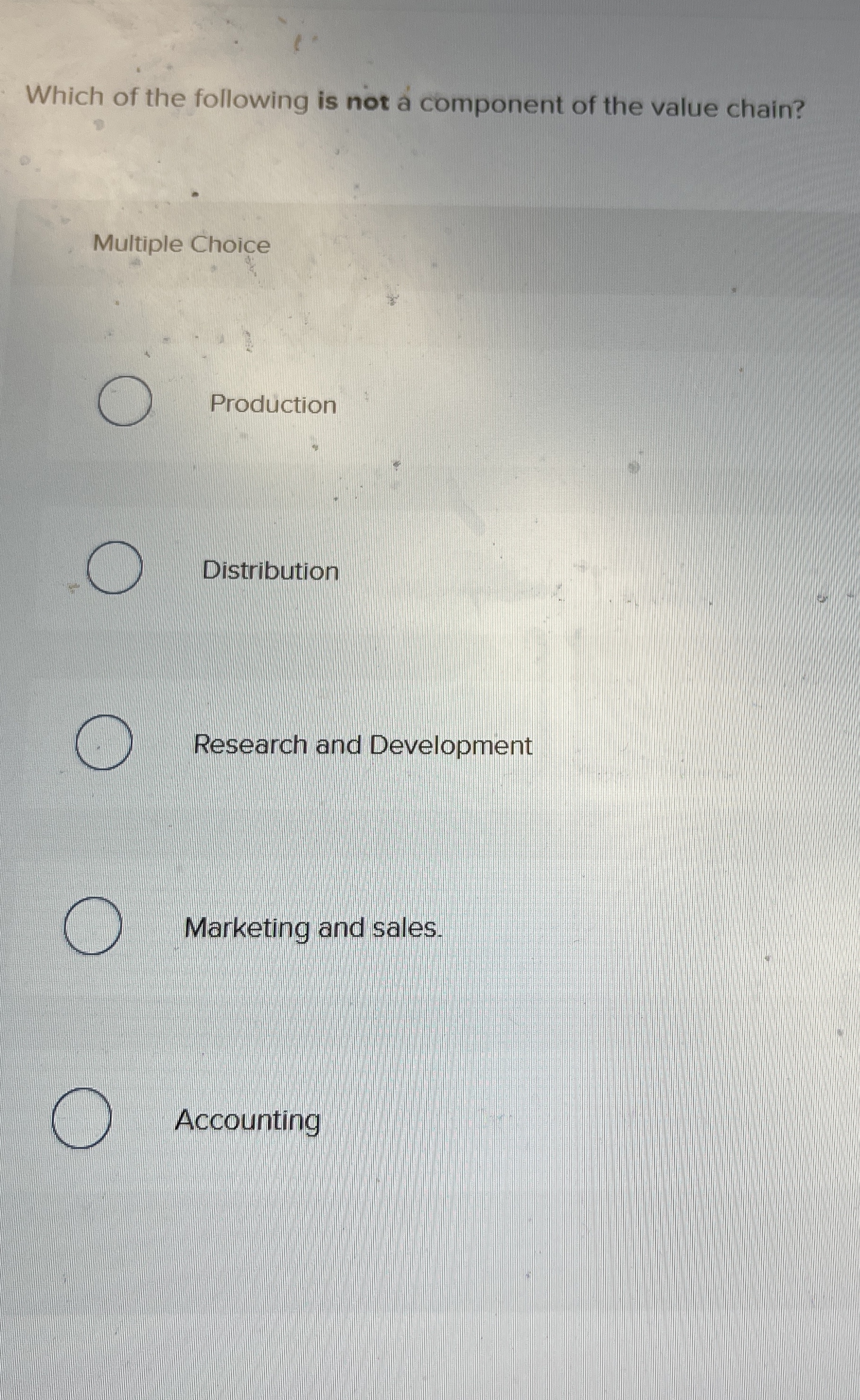 Solved Which of the following is not a component of the | Chegg.com