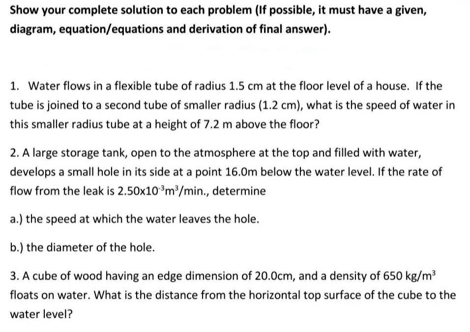 Solved Show Your Complete Solution To Each Problem (If | Chegg.com