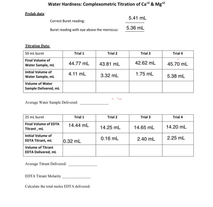Water Hardness Complexometric Titration of Ca+2&Mg+2