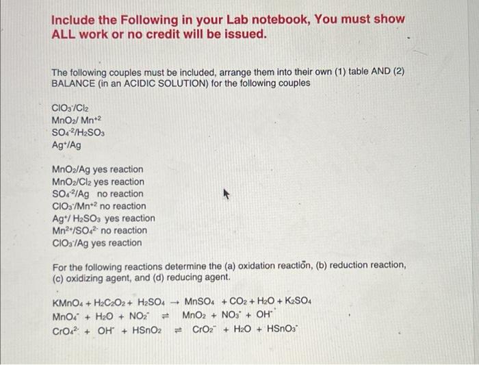 Solved Include the Following in your Lab notebook, You must | Chegg.com