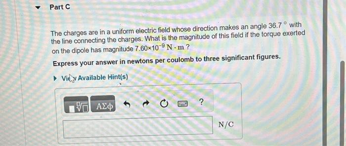 Solved Electric Dipole in an Electric Field Point charges | Chegg.com
