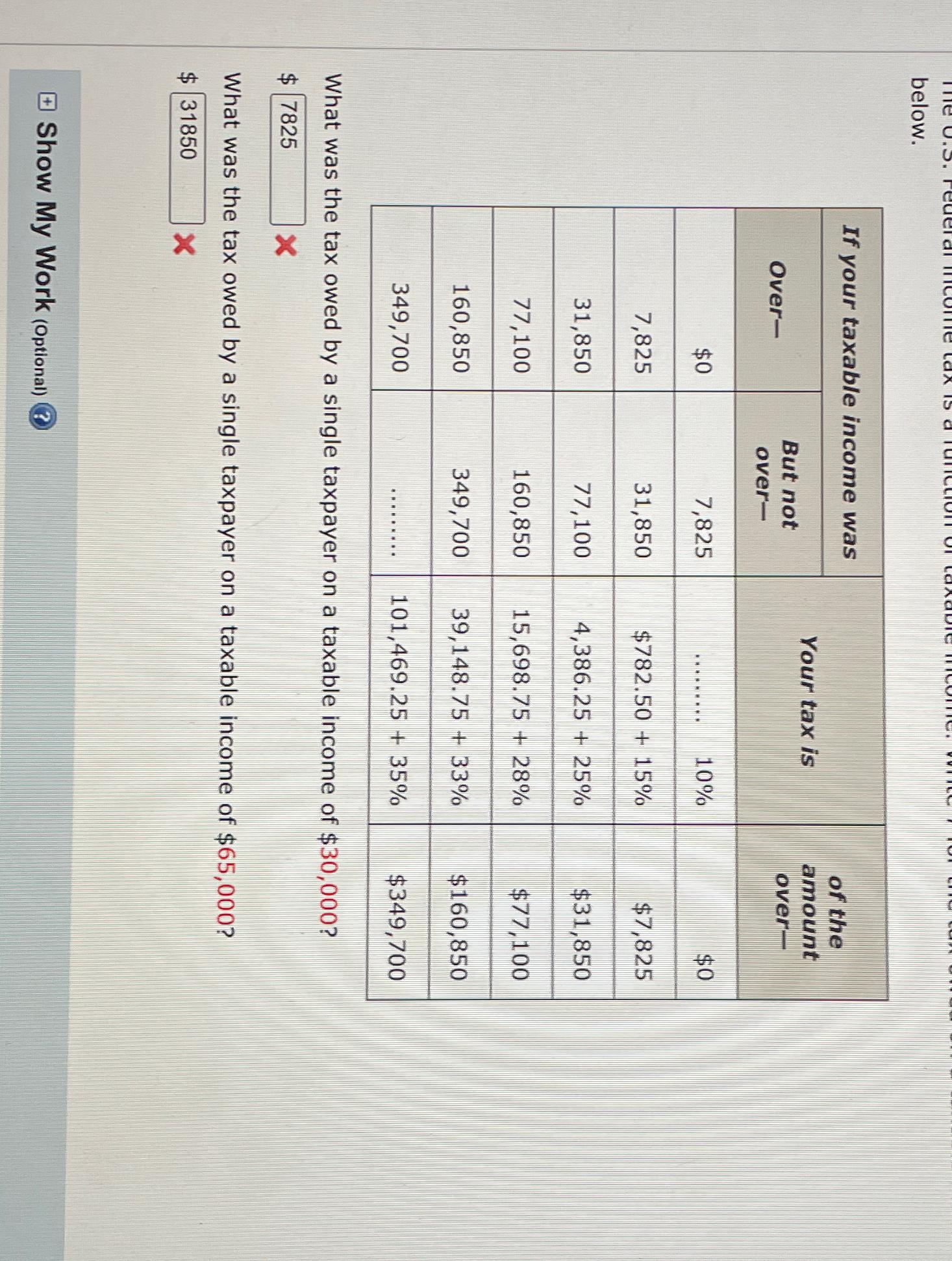 Solved Below.\table[[If Your Taxable Income Was,Your Tax | Chegg.com