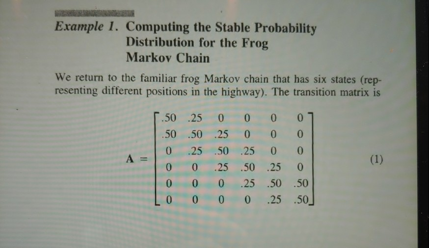Solved 6. Find the stable distribution (as done in Example