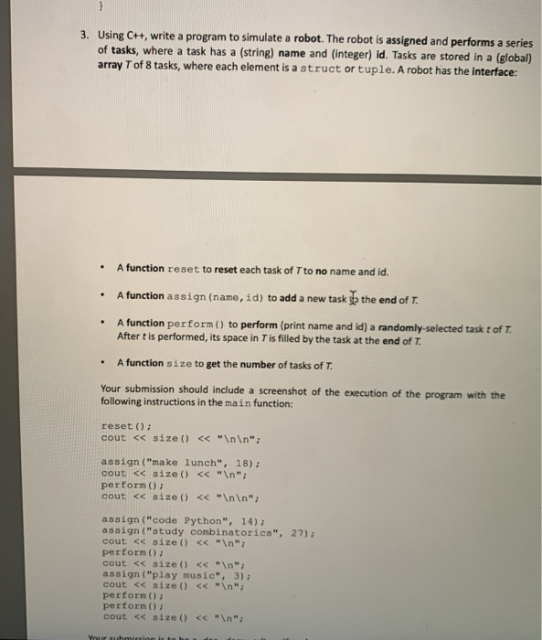 3. Using C++, write a program to simulate a robot. | Chegg.com