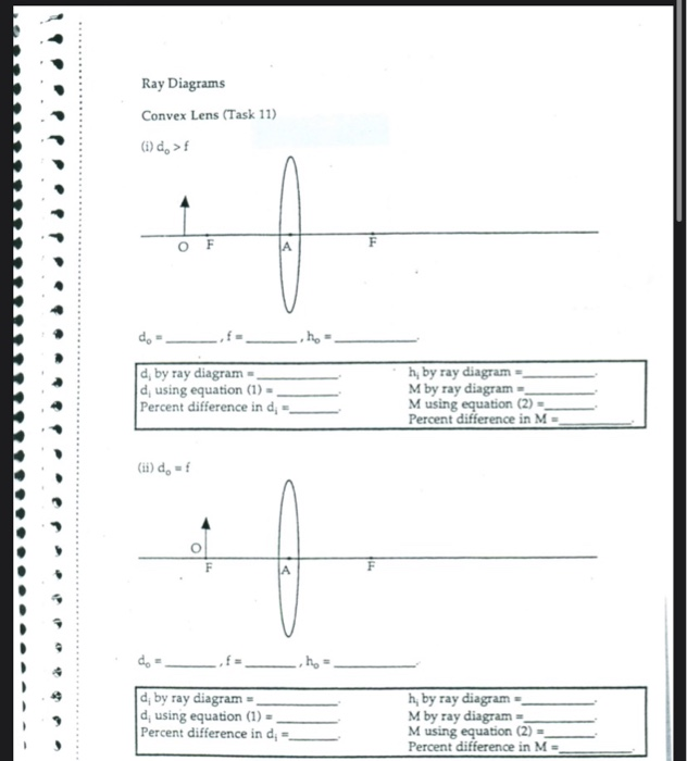 Ray Diagrams Convex Lens Task 11 I D F Of A D Chegg Com