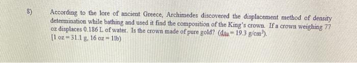 Solved 8) According to the lore of ancient Greece, | Chegg.com