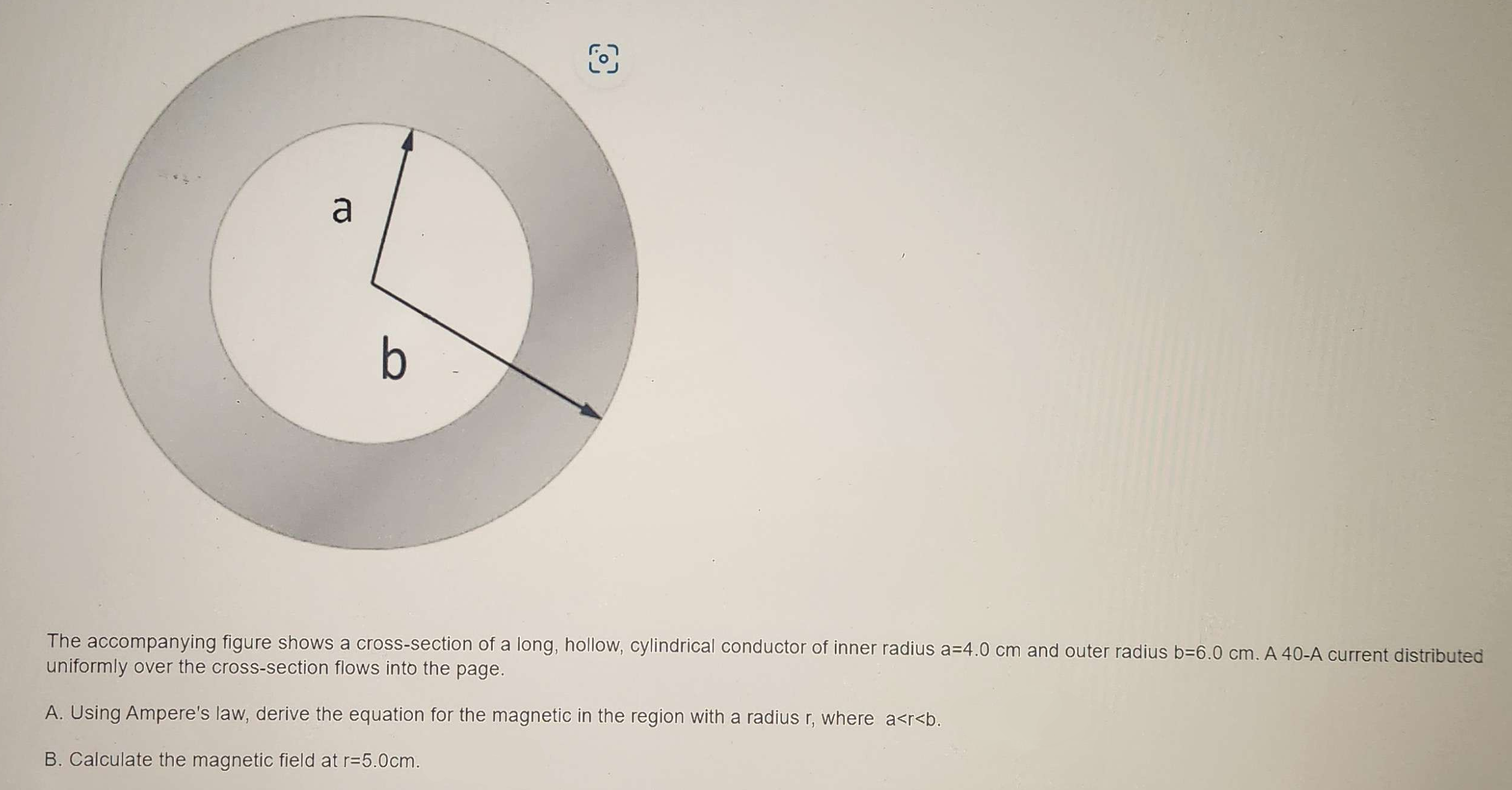 Solved B) ﻿using Ampere's Law Derive The Equation For The | Chegg.com